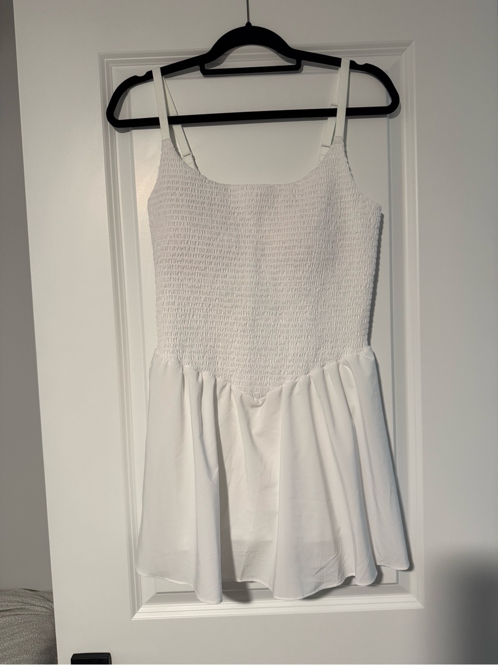 aerie White Smocked Peplum Camisole